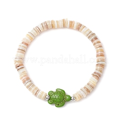 Synthetic Turquoise Beads and Natural Freshwater Shell Beads Stretch Bracelets&nbsp;BJEW-JB11873