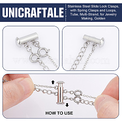 3Pcs 3 Styles 304 Stainless Steel Slide Lock Clasps&nbsp;STAS-UN0042-03P