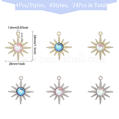 24Pcs 6 Styles Rack Plating Alloy Pendants&nbsp;FIND-CA0008-01