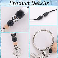 Silicone Round & Polygon Beaded Name Card Lanyards&nbsp;KEYC-WH0034-36