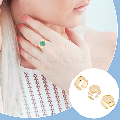 3Pcs 3 Styles 304 Stainless Steel Open Cuff Finger Ring Cabochon Settings&nbsp;STAS-UN0059-66G