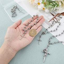 4Pcs 4 Styles Gothic 304 Stainless Steel Prayer Beaded Bracelet Sets&nbsp;BJEW-GO00002