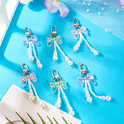 6Pcs 3 Colors ABS Plastic Imitation Pearl Pendant Decorations&nbsp;AJEW-TA0002-30