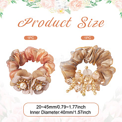 2Pcs 2 Colors Chic Solid Color French Satin Pigtail Hair Tie for Elegant Hairstyles&nbsp;OHAR-TA0001-10C
