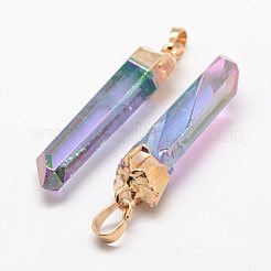 Electroplate Natural Quartz Crystal Pointed Pendants&nbsp;G-F463-01G