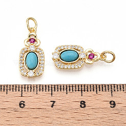 Synthetic Turquoise Rectangle with Flower Pendants&nbsp;KK-N258-16G
