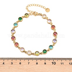 304 Stainless Steel Pave Colorful Cubic Zirconia Tennis Bracelets for Women&nbsp;BJEW-T023-02D-G