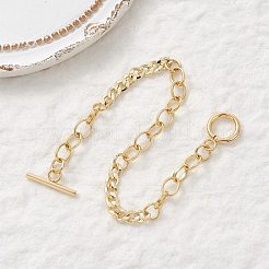 Brass Cuban Link Chains & Cable Chain Bracelets for Women&nbsp;BJEW-JB12755