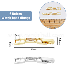 10Pcs 2 Colors Bowknot Rack Plating Brass Clear Cubic Zirconia Watch Band Clasps&nbsp;ZIRC-DC0001-10