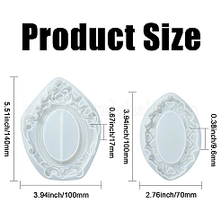 2Pcs 2 Styles Vintage Relief Pattern Oval Photo Frame Silicone Molds&nbsp;ST-CJ0043-066