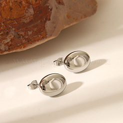 Fashion Oval 304 Stainless Steel Stud Earrings & Pendant Necklaces Sets for Women&nbsp;TU0111-1