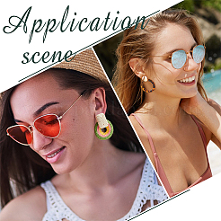 6 Pairs 6 Style Monstera Leaf & Circle Ring Acrylic Stud Earrings with Iron Pins&nbsp;EJEW-AN0001-17