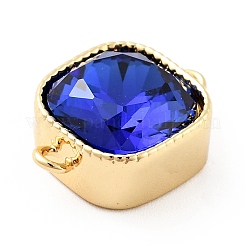 Square Brass Cubic Zirconia Connector Charms&nbsp;KK-G419-03G-01