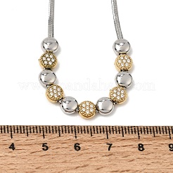 Duo Tone 304 Stainless Steel Micro Pave Clear Cubic Zirconia Beaded Pendant Flat Snake Chain Necklaces&nbsp;SA-CBAB122-01A