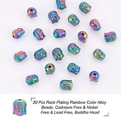 30Pcs Rack Plating Rainbow Color Alloy Beads&nbsp;PALLOY-NB0003-89