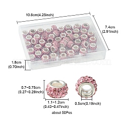 50Pcs Polymer Clay Rhinestone European Large Hole Beads&nbsp;FPDL-YW0001-01A