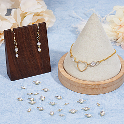 200Pcs 4 Styles Brass Clear Cubic Zirconia Connector Charms&nbsp;RB-FH0001-09LG