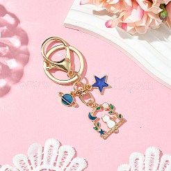 Star & Cat & Planet Alloy Enamel with ABS Plastic Pearl Keychain&nbsp;KEYC-JKC01097