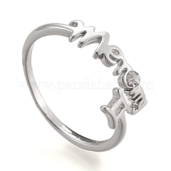 Adjustable Brass Micro Pave Clear Cubic Zirconia Cuff Rings&nbsp;X-RJEW-M134-A04