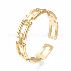304 Stainless Steel Rectangle Wrap Open Cuff Ring&nbsp;RJEW-T023-70G