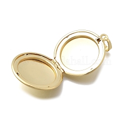 Brass Flat Round Locket Pendants&nbsp;KK-D431-028A-G
