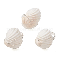 Spiral Shell & Brass Finger Rings for Women&nbsp;RJEW-TA00239