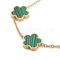 Flower Resin Imitation Gemstone Link Chain Bracelets&nbsp;BJEW-K247-01G-02
