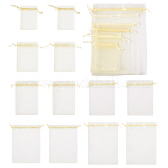 60Pcs 6 Styles Rectangle Organza Bags Jewellery Storage Pouches Wedding Favour Party Mesh Drawstring Gift Bags&nbsp;OP-TA0001-09