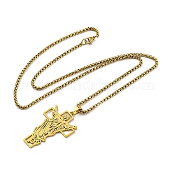 PVD Vacuum Plating 201 Stainless Steel Pendant Necklaces for Man&nbsp;NJEW-Q336-03D-G