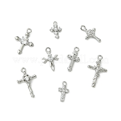 8Pcs 8 Styles Brass Micro Pave Clear Cubic Zirconia Charms&nbsp;KK-CJ0004-22
