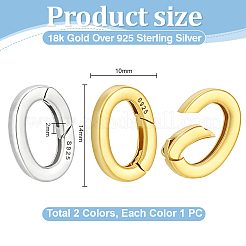2Pcs 2 Colors Sterling Silver Spring Gate Rings&nbsp;STER-PH0004-59