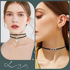 5Pcs 5 Styles Alloy Pendant Imitation Leather Cord Layer Necklaces&nbsp;NJEW-CL0005-15