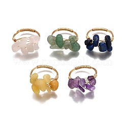 5Pcs Natural Gemstone Finger Rings&nbsp;RJEW-TA00202