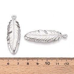 304 Stainless Steel Feather Pendants&nbsp;STAS-T067-32P
