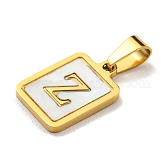PVD Vacuum Plating 304 Stainless Steel Pave Natural White Shell Pendants&nbsp;STAS-S130-03G-Z