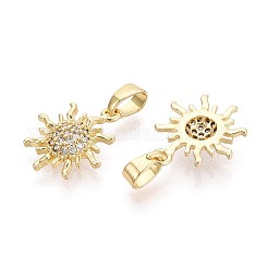 Brass Micro Pave Clear Cubic Zirconia Pendants&nbsp;KK-T080-73G