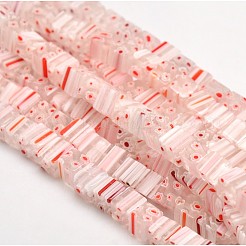 Handmade Millefiori Glass Cube Bead Strands&nbsp;LK-P014-M