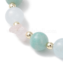 Natural Rose Quartz & Amazonite & Quartz Beads Stretch Bracelets for Women&nbsp;BJEW-JB13189