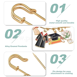 2Pcs Graduation & Tulip Charm Alloy Enamel Safety Pin Brooches&nbsp;JEWB-YW00003