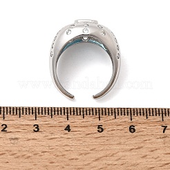 Brass Micro Pave Cubic Zirconia Cuff Open Rings for Women&nbsp;RJEW-L343-03P