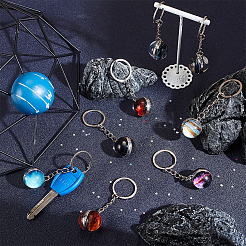 8Pcs 8 Colors Platinum Tone Alloy Keychain&nbsp;KEYC-OC0001-33