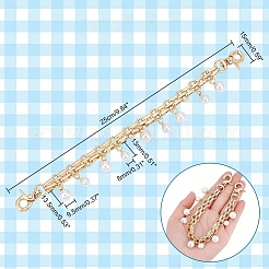 2Pcs ABS Plastic Imitation Pearl Round Teardrop Charm Metal Purse Decorative Chains&nbsp;PURS-WH0002-026G