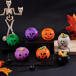 12Pcs Halloween Plastic Candy Bucket Ornament&nbsp;DJEW-WH0028-008