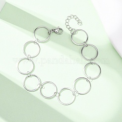 304 Stainless Steel Ring Link Chain Bracelets&nbsp;BJEW-P373-02C-P