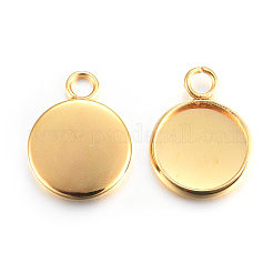 Rack Plating 304 Stainless Steel Pendant Cabochon Settings&nbsp;STAS-F191-14G-B