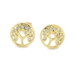 Brass Micro Pave Clear Cubic Zirconia Stud Earrings&nbsp;EJEW-P303-01A-G