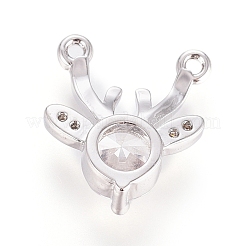 Christmas Brass Micro Pave Cubic Zirconia Pendants&nbsp;X-ZIRC-G166-03P