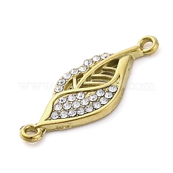 304 Stainless Steel Crystal Rhinestone Leaf Connector Charms&nbsp;STAS-V003-06G