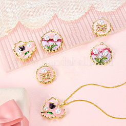 6Pcs 3 Styles Brass Enamel Pendants&nbsp;KK-SZ0006-59