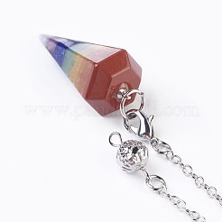 Natural Mixed Gemstone Hexagonal Pointed Dowsing Pendulums Chain&nbsp;G-F639-11